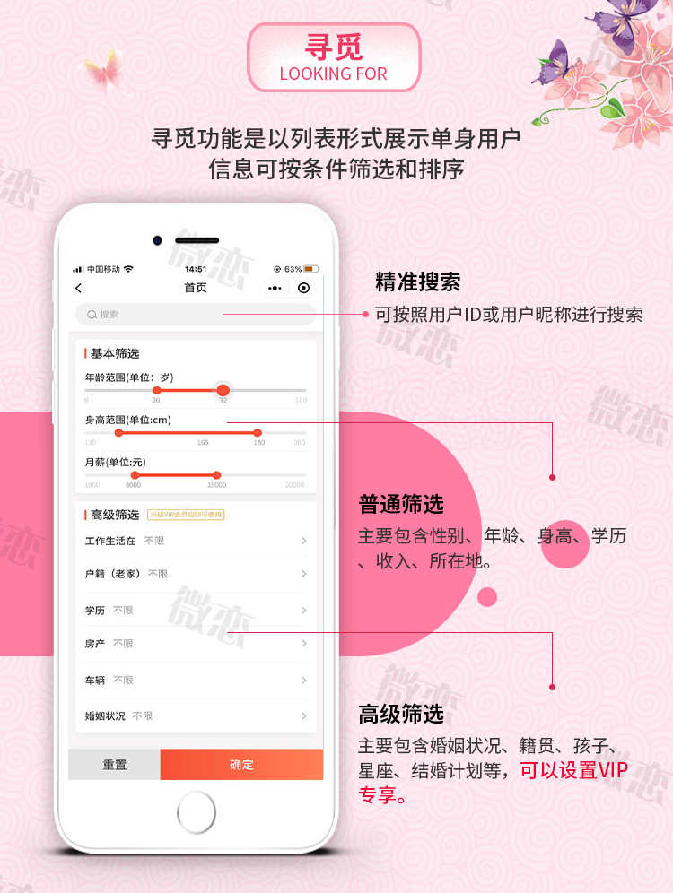 相亲交友app 专属红娘一对一视频 区域婚介社交同城约会 售源码