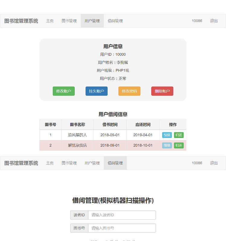 PHP图书馆管理系统源码+数据库脚本 网络图书管理软件网站源码
