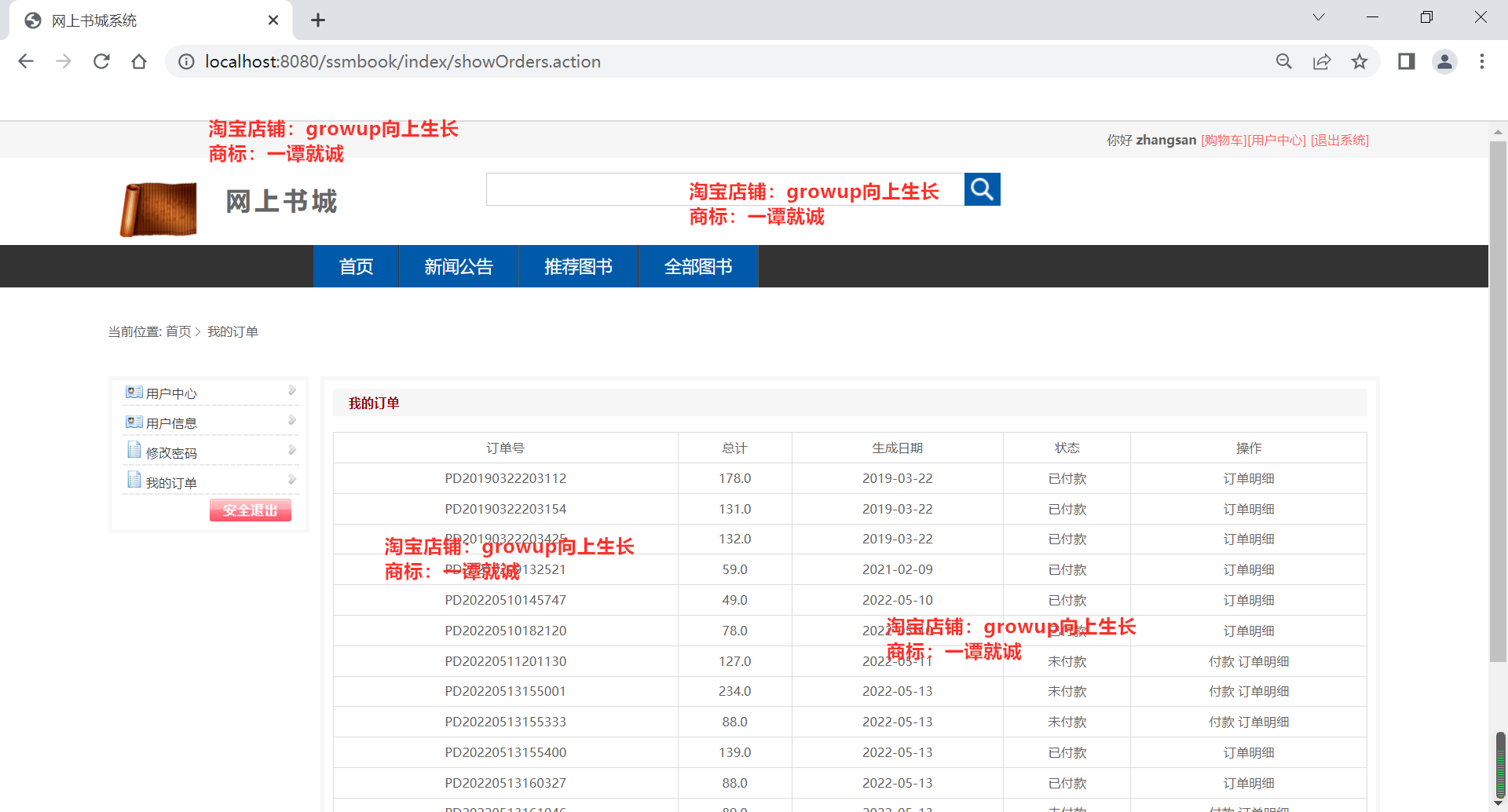 javaeessm网上书城书店项目源码商城源码+部署视频+参考文档+工具
