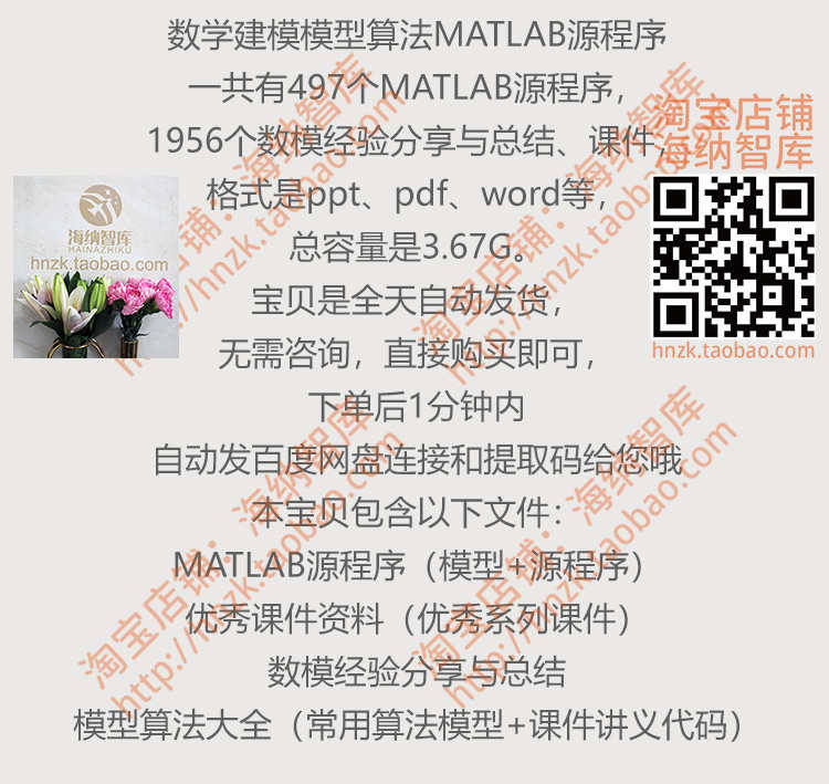 数学建模模型算法MATLAB源程序模型课件讲义源代码数模资料源码