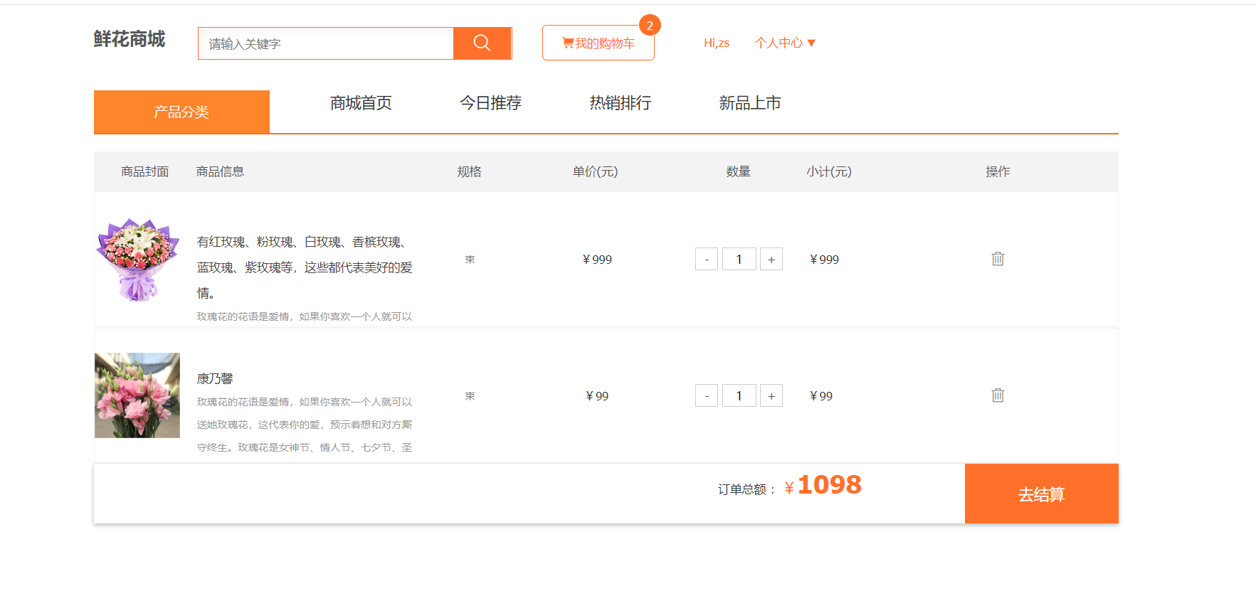 鲜花购物商城Java网上花店SSM销售管理系统JavaWeb项目jsp源码
