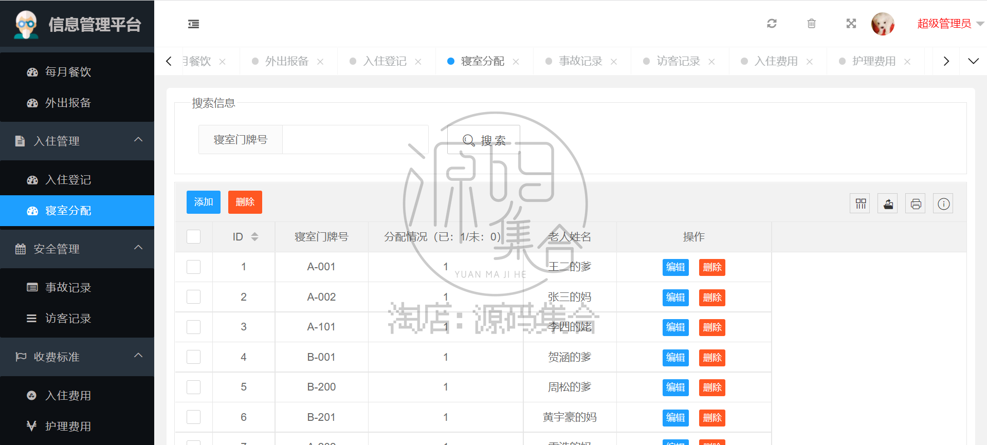 养老院信息管理系统SpringBoot项目源码Mybatis JavaWeb项目Java