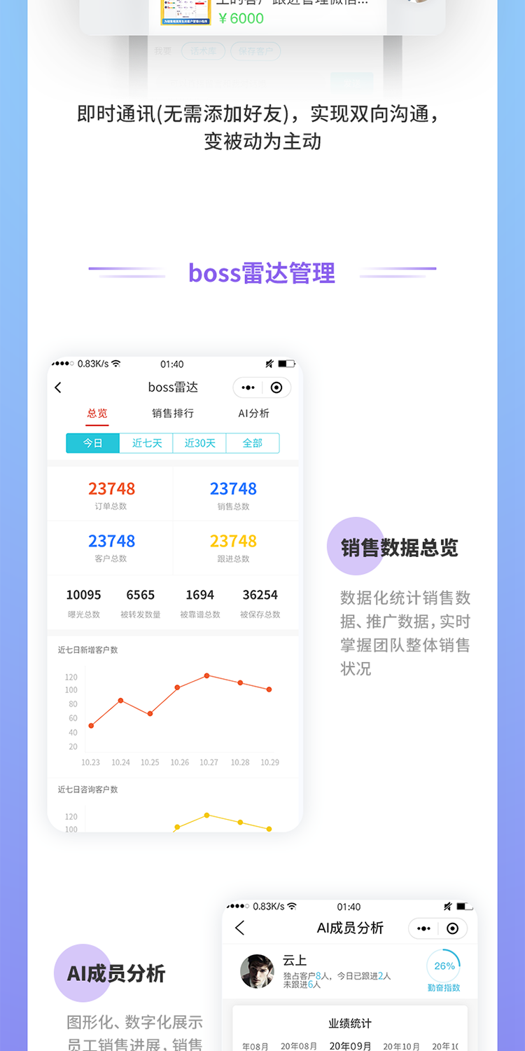 AI智能名片小程序客客微信智能名片电子名片销售获客雷达名片源码
