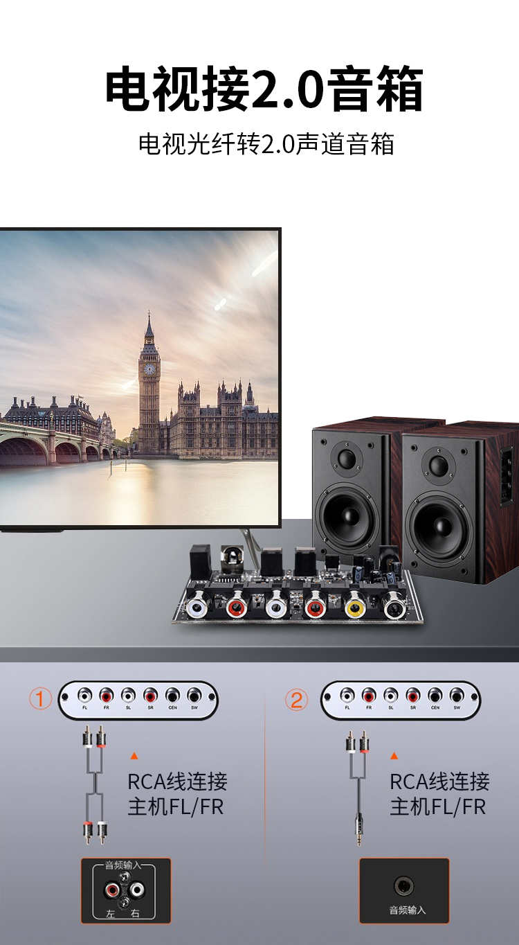 解码器5.1声道DTS杜比AC-3源码PCM数字光纤同轴转模拟音频模组