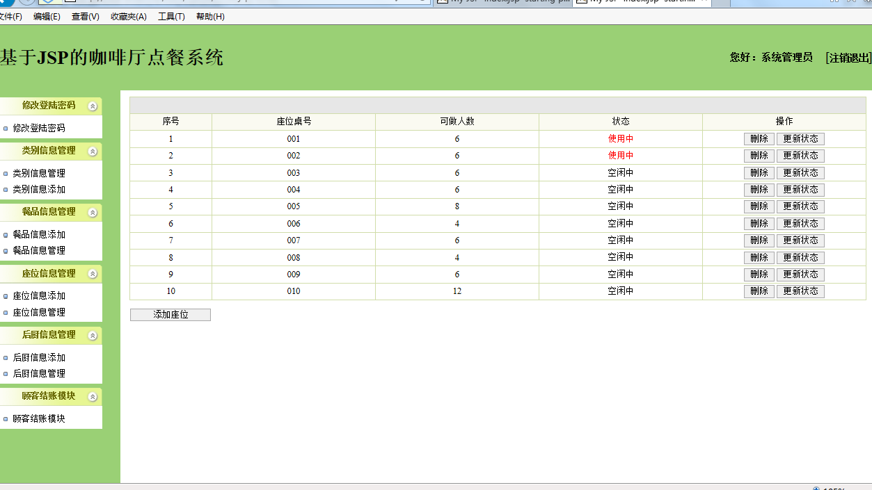 java咖啡厅点餐系统源代码 jsp系统项目设计源码带文档