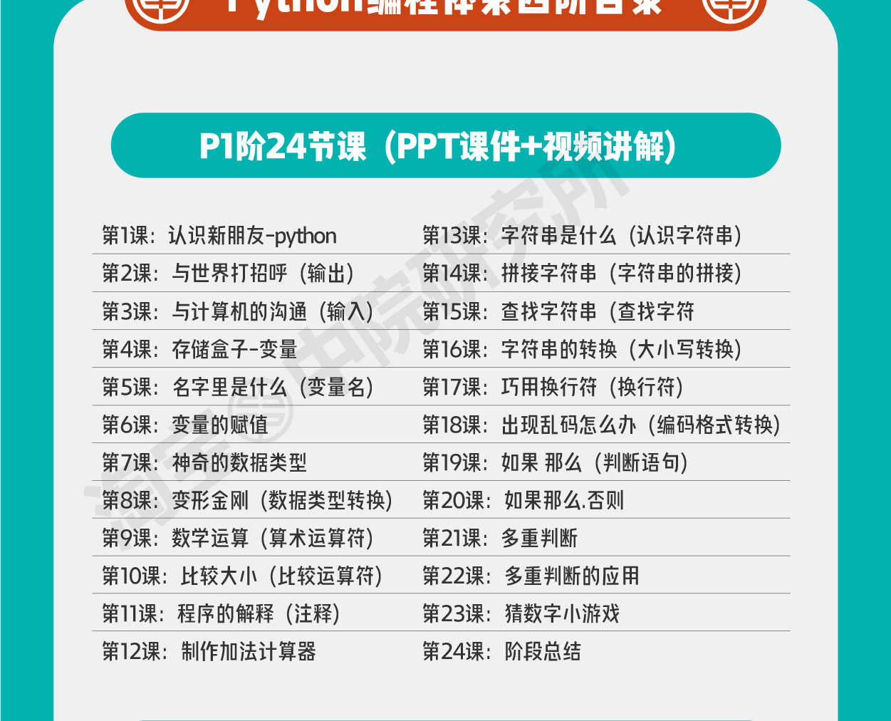 python少儿编程课程体系自学教学课件ppt源码软件入门视频教程