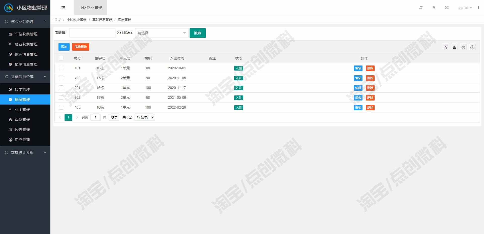springboot小区物业管理系统web房屋业主车位收费报修bs源码mysql