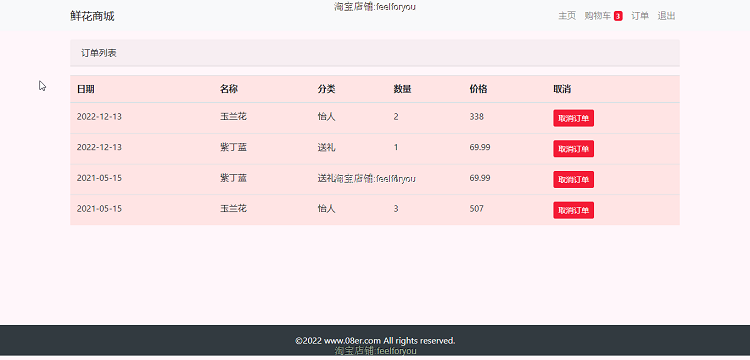 鲜花购物商城Java网上花店系统servlet mysql JavaWeb项目jsp源码