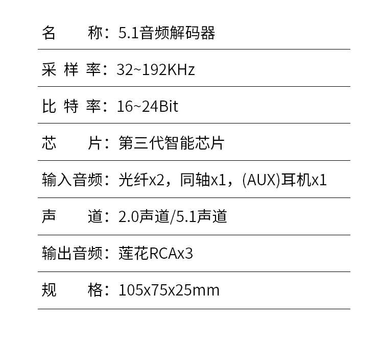 解码器5.1声道DTS杜比AC-3源码PCM数字光纤同轴转模拟音频模组