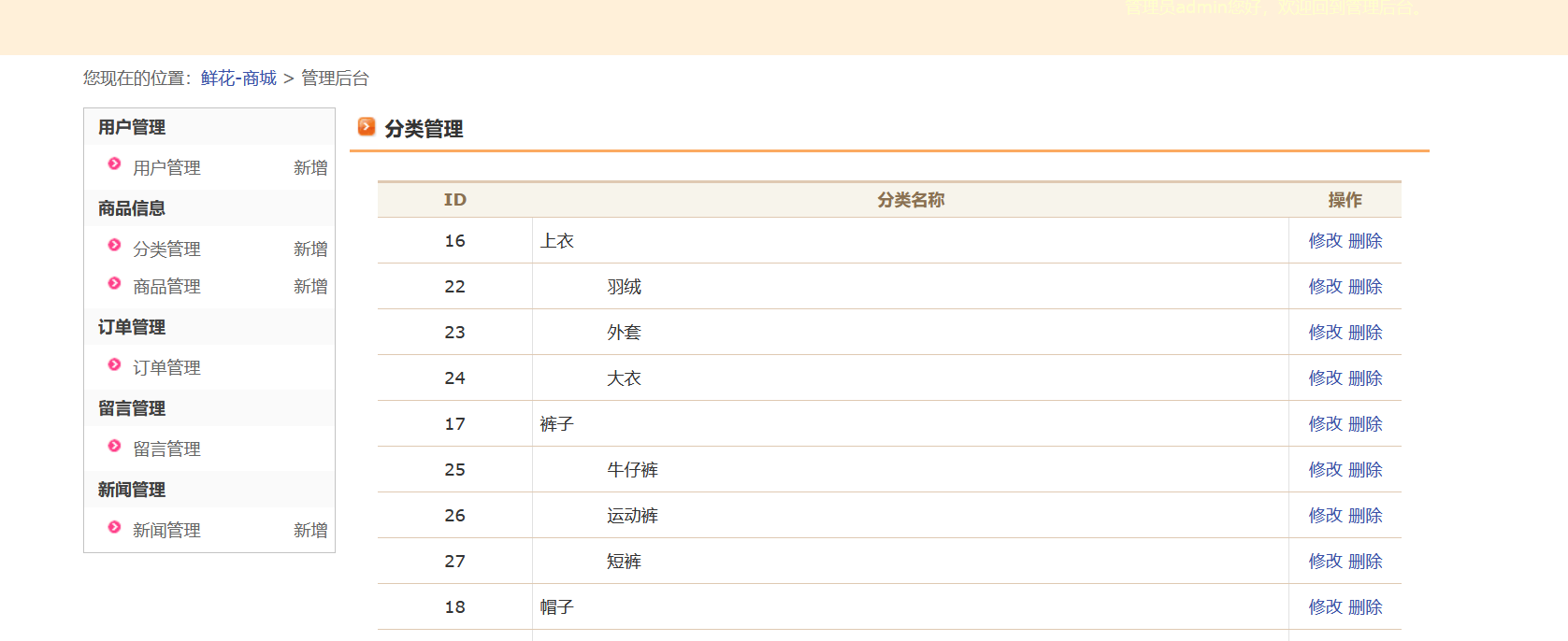 服装在线购物商城后台管理系统java商品订单信息jsp源码数据库