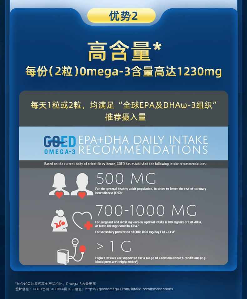 带溯源码GNC健安喜高纯度深海97%鱼油epa omega3 dha中老年 60粒