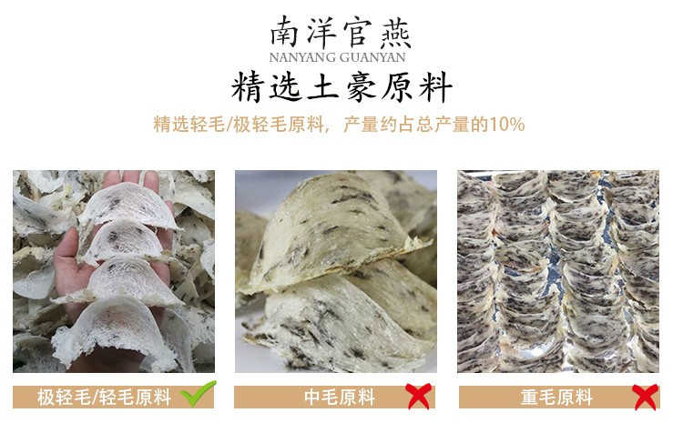 燕窝溯朔源码正品小鸟牌楼上干挑大中小孕期滋养轻毛燕窝碎燕盏条