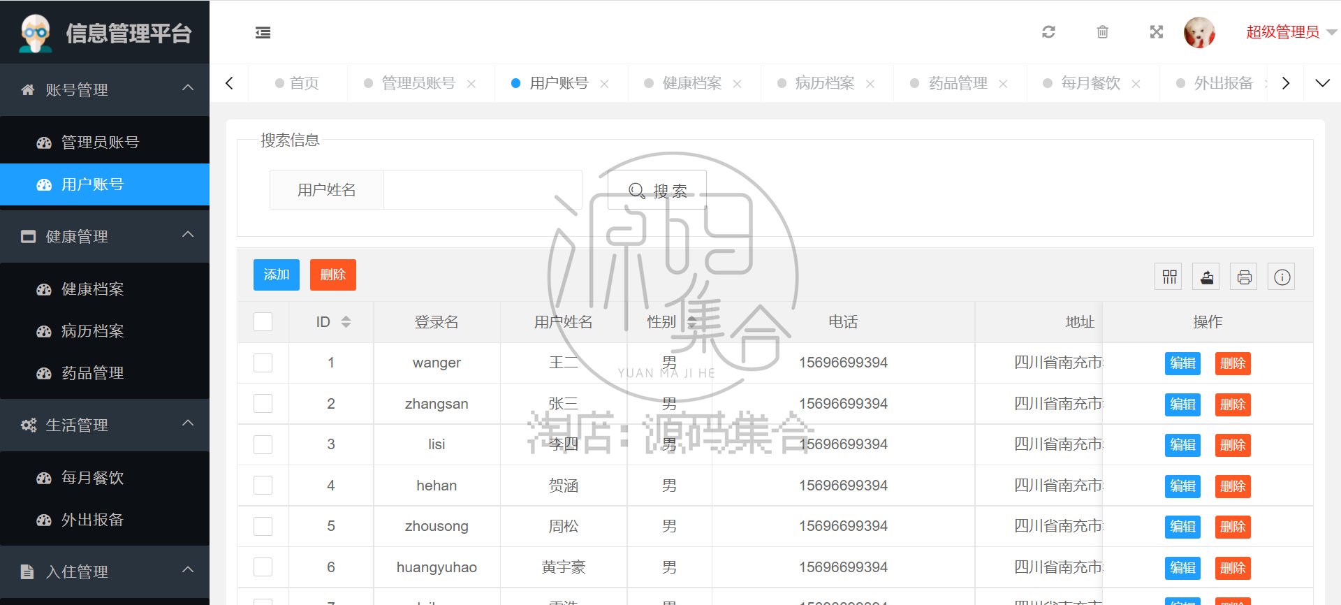 养老院信息管理系统SpringBoot项目源码Mybatis JavaWeb项目Java