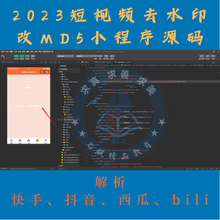 2023年短视频去水印修改MD5微信小程序源码(两套)