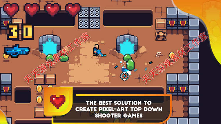 Unity3D源码 Pixel TopDown Shooter Engine 2D射击游戏开发模板