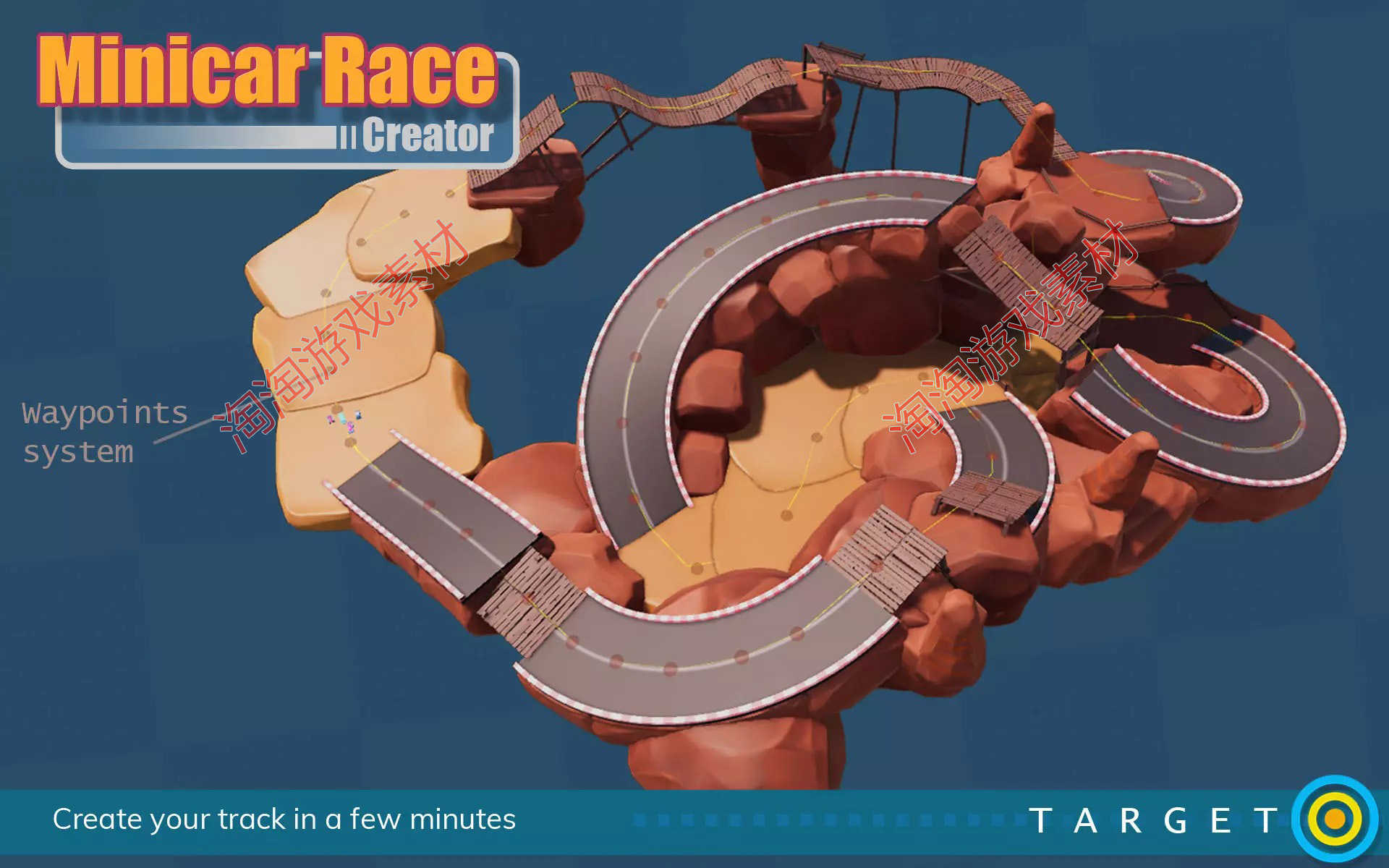 Unity3d Minicar Race Creator 1.4卡通迷你小赛车道游戏项目源码