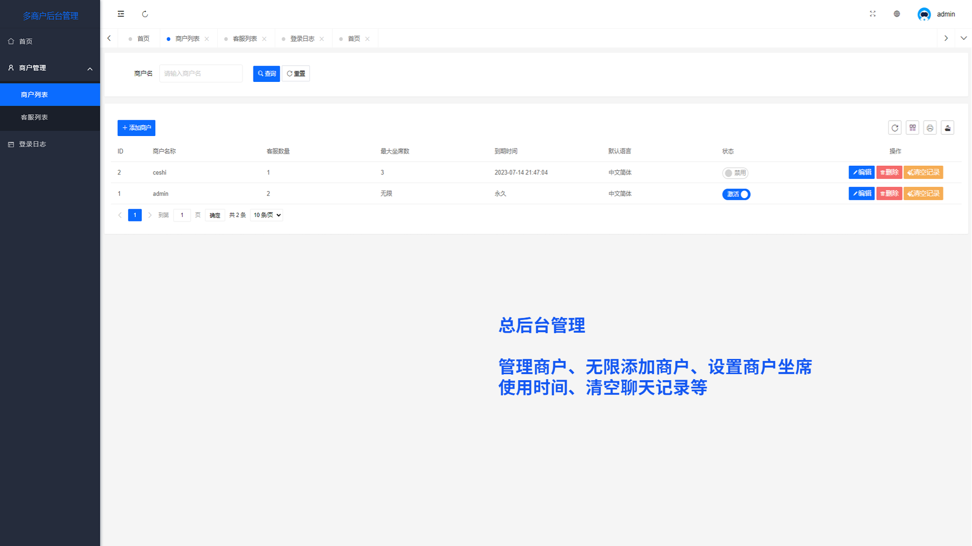 新品在线客服源码多商户多语言智能翻译带机器人客服系统即时通讯