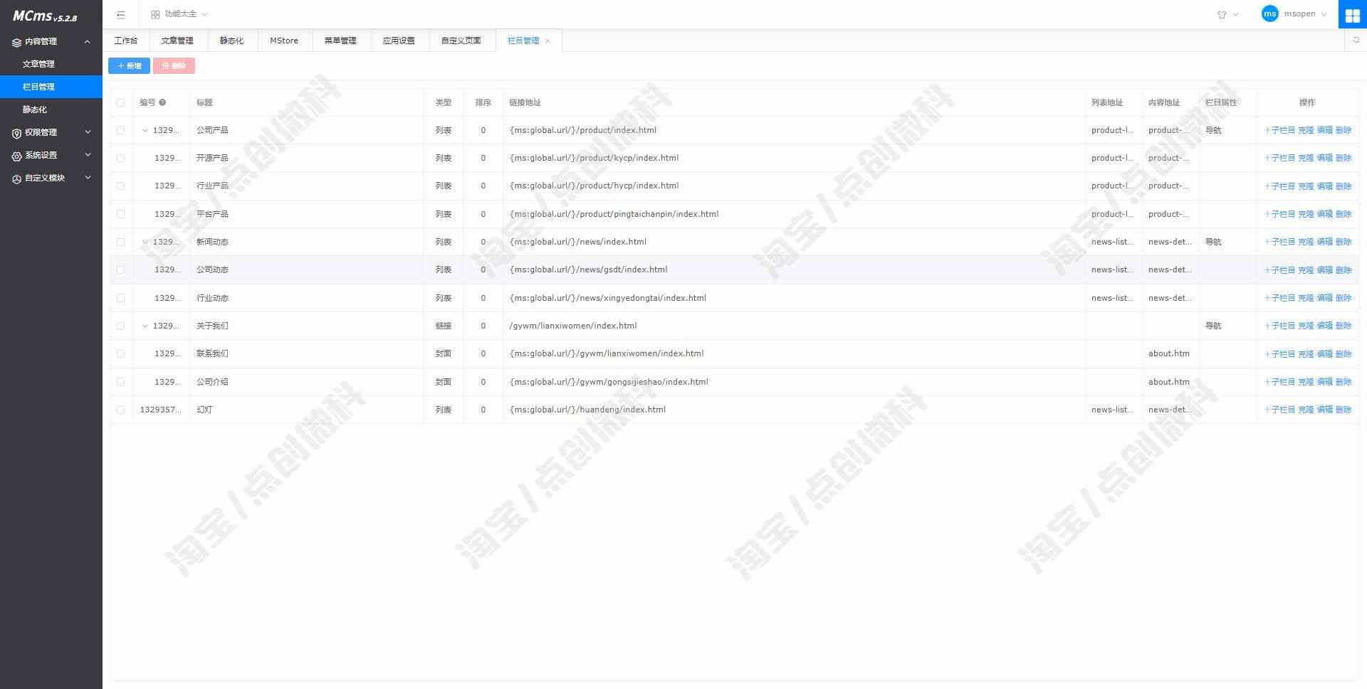 SpringBoot2的CMS内容管理系统java公司文章动态信息jsp源码mysql