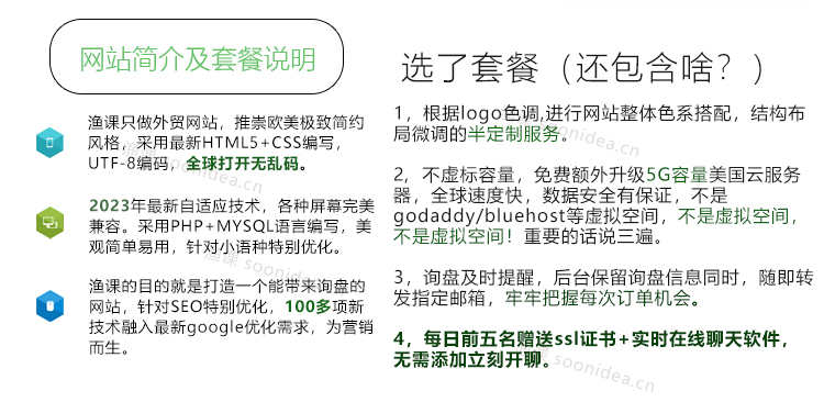 渔课外贸网站建设中英文双语网站制作建站套餐外贸模板SEO自适应