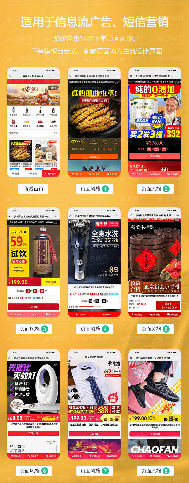 竞价单页二类电商信息流落地页 微信在线支付分销管理系统PHP源码