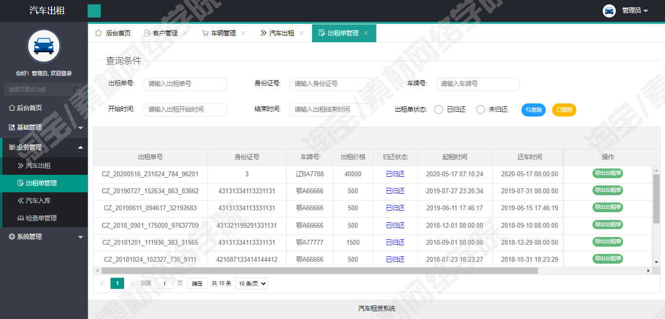 基于SSM汽车租赁后台管理系统java客户车辆出租入库jsp源码数据库
