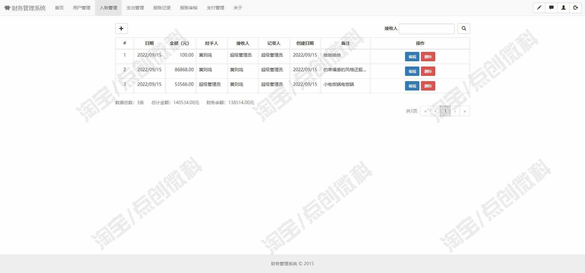 java财务管理系统web用户人员收入支出账目明细信息jsp源码mysql