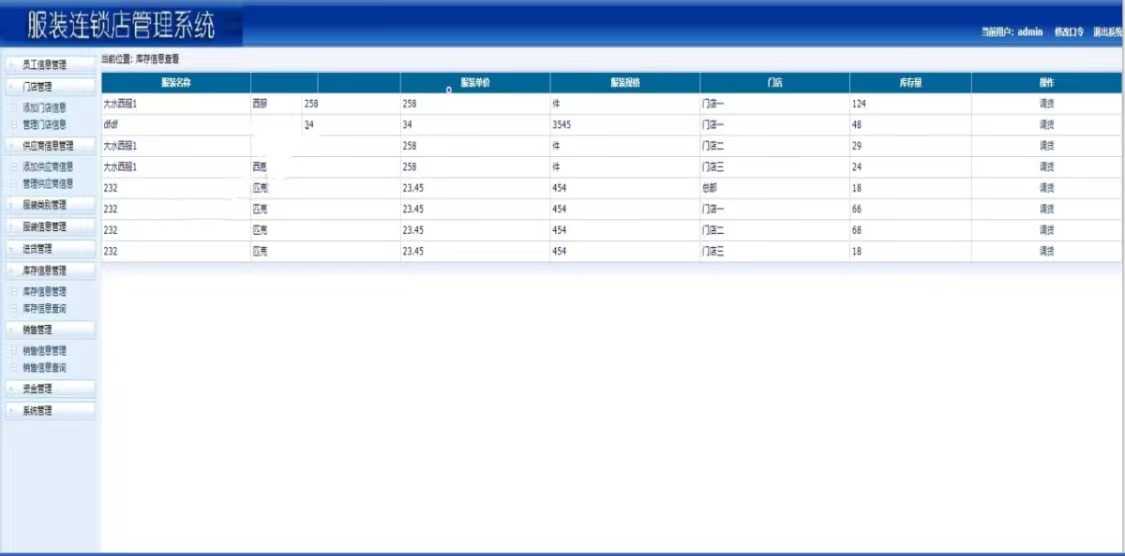 ASP.NET服装连锁店管理系统源码 开发语言 : C# 数据库 : SQL2008