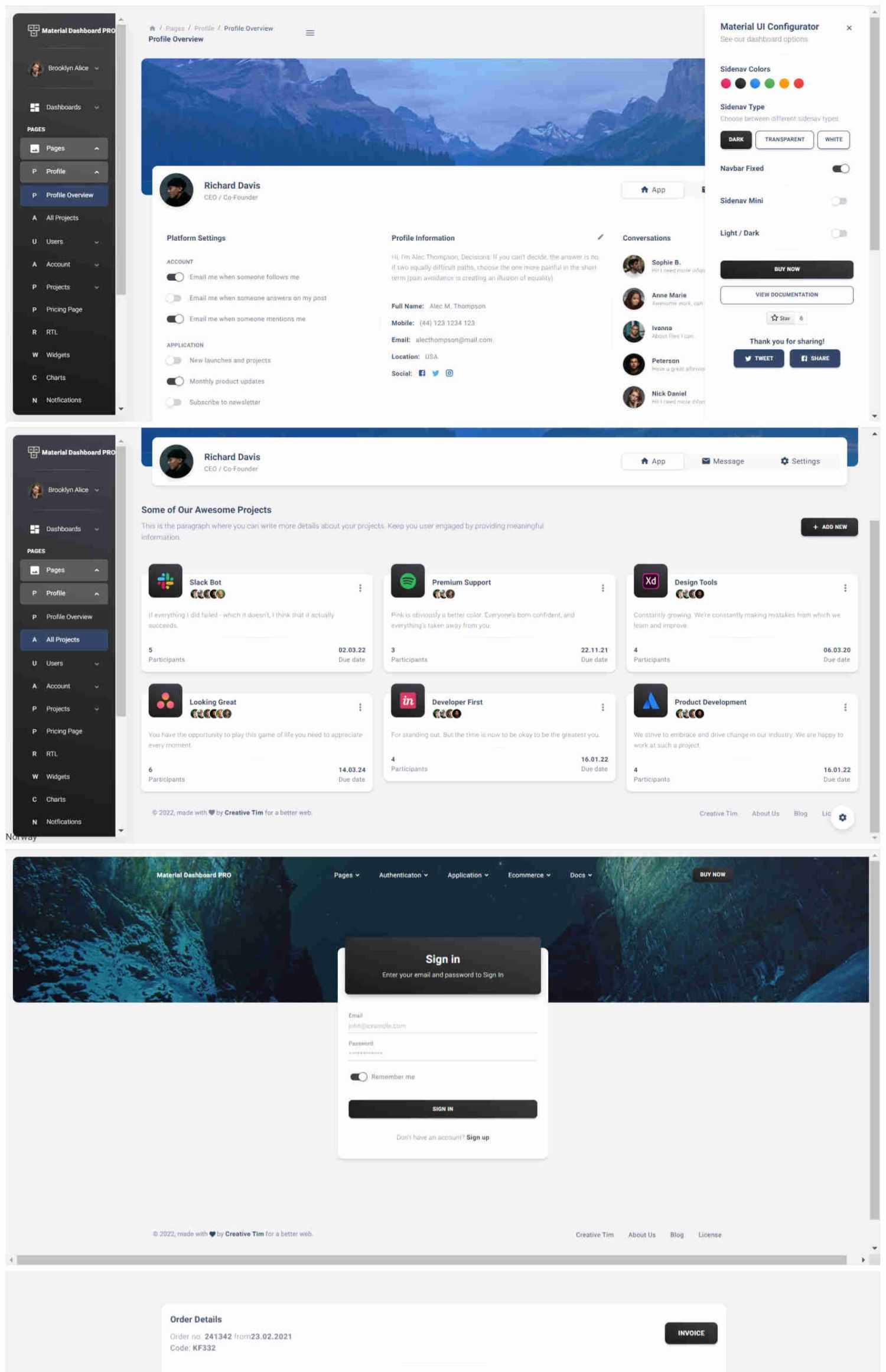 NextJS Material Dashboard 2 PRO 网站源码