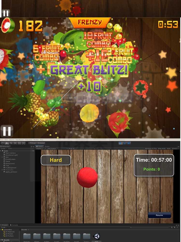 Unity游戏源码水果忍者 源码工程可直接运行切水果Unity3D源码