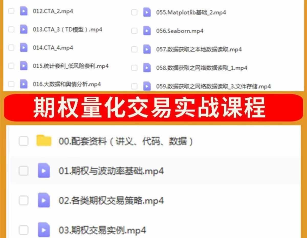 python量化交易教程金融数据分析股票期权程序化投资策略系统源码