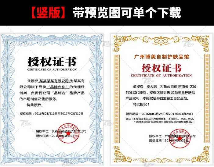 公司企业网格授权权证书PSD分层模板源码特约经销商授权证书制作