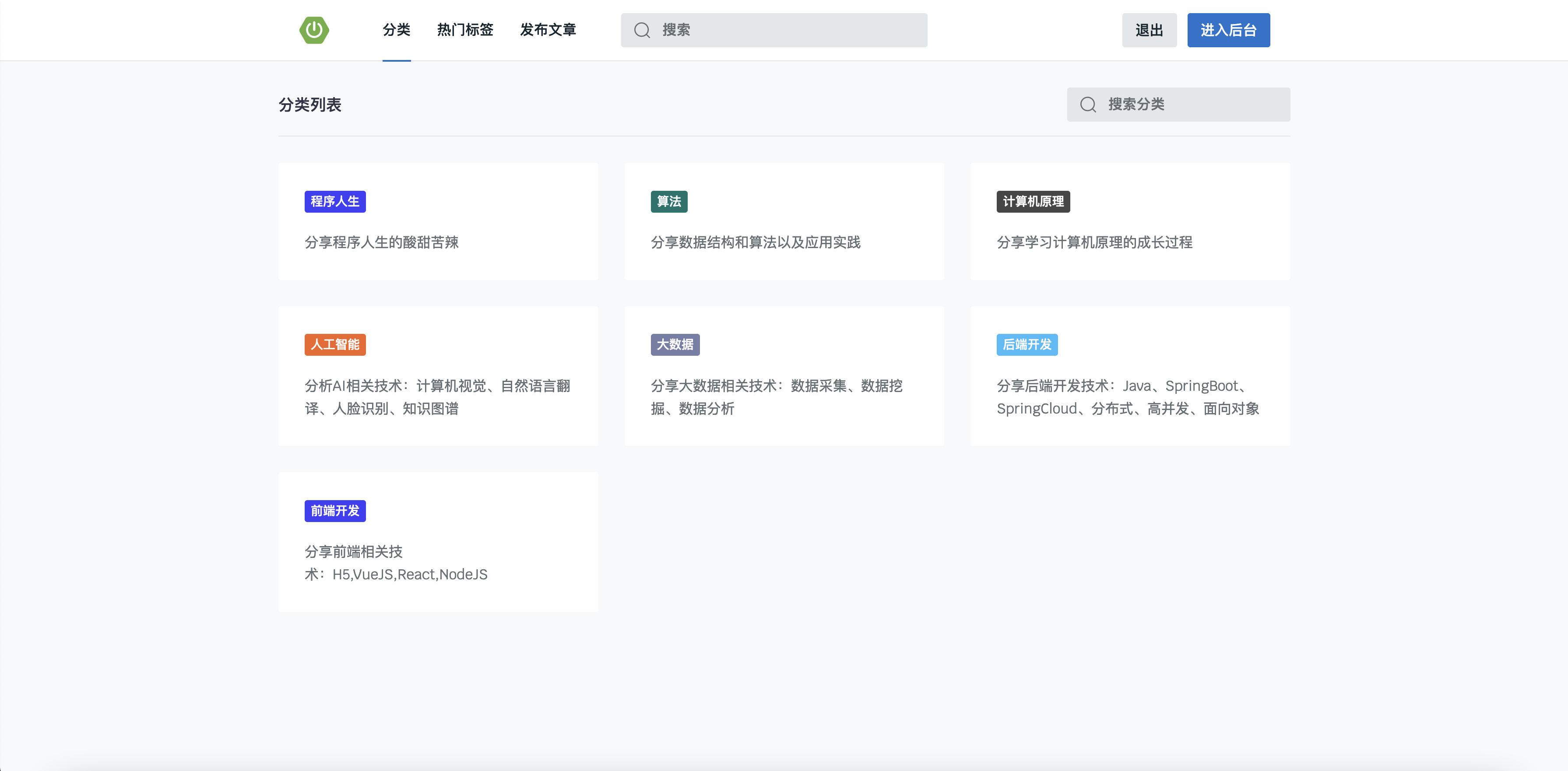 基于springboot博客网站系统java源码mysql数据库有演示地址