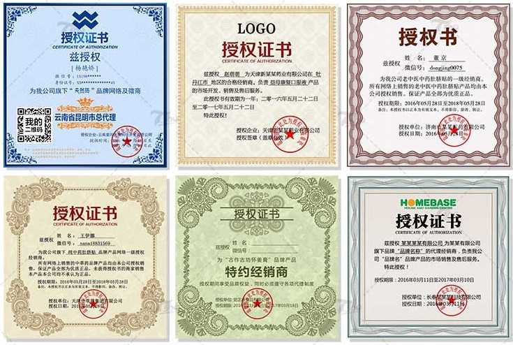 公司企业网格授权权证书PSD分层模板源码特约经销商授权证书制作