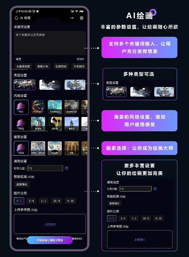 AI变脸绘画小程序抖音微信动漫美化视频程序系统搭建正版软件源码