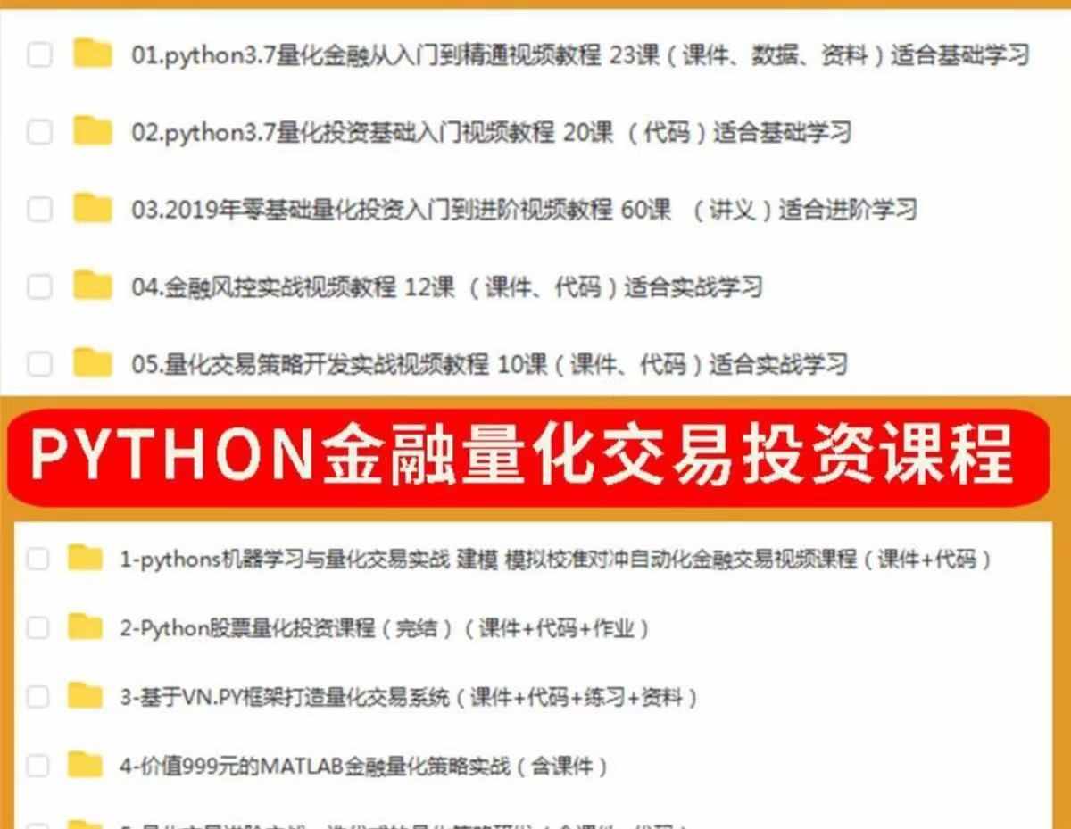 python量化交易教程金融数据分析股票期权程序化投资策略系统源码