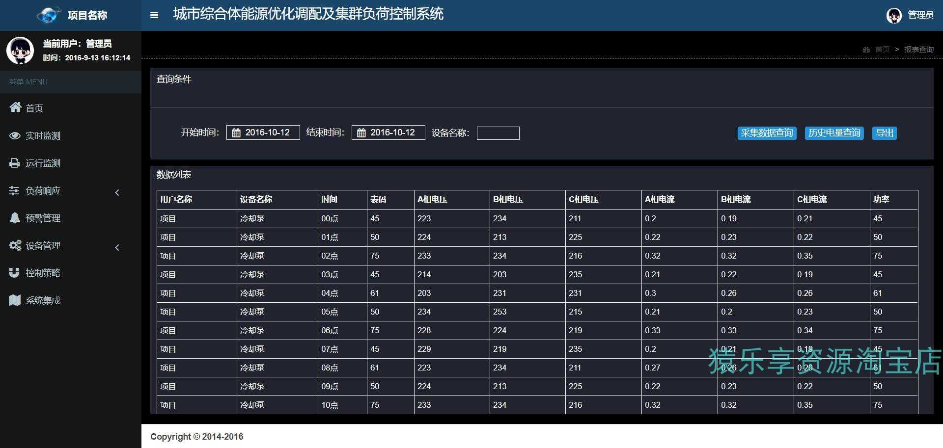 能源设备管理系统前端html静态页面源码工业监控web后台管理模板