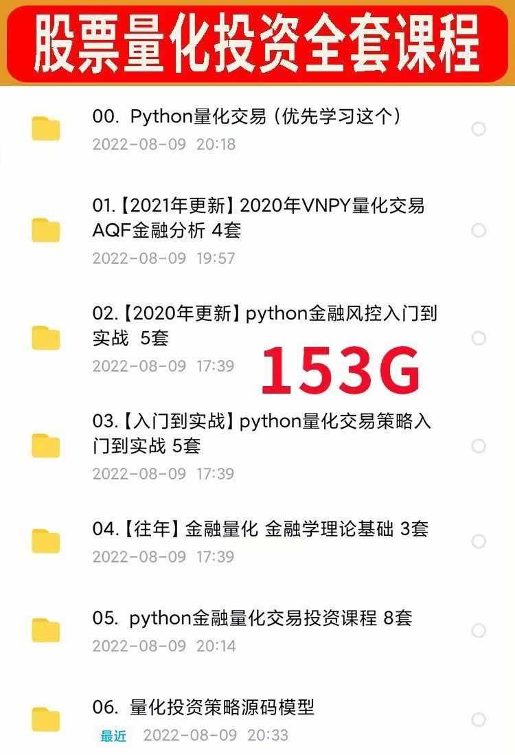 python量化交易教程金融数据分析股票期权程序化投资策略系统源码