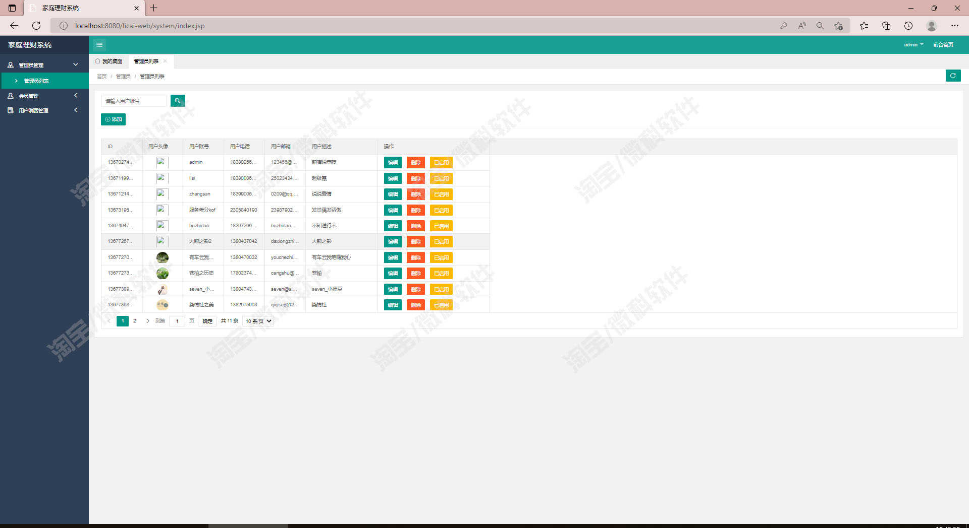 ssm家庭理财后台管理系统java家庭成员个人消费金额jsp源码mysql