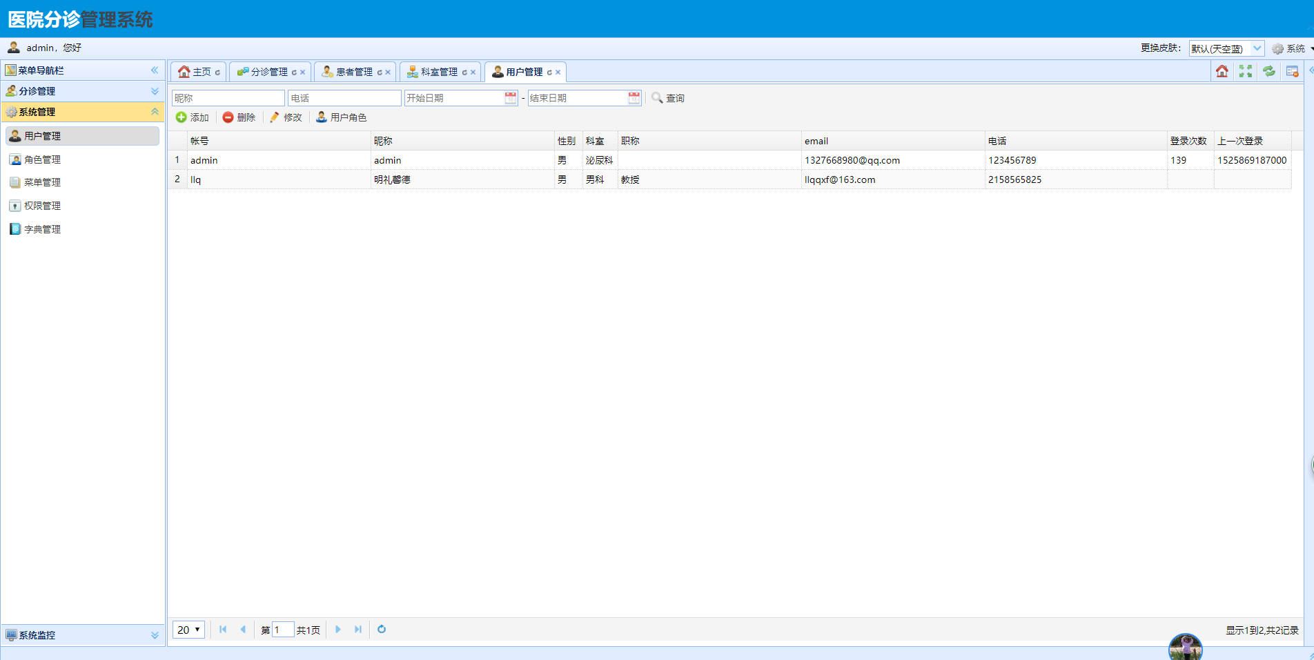 java简单的医院分诊管理系统源代码 jsp系统项目设计源码