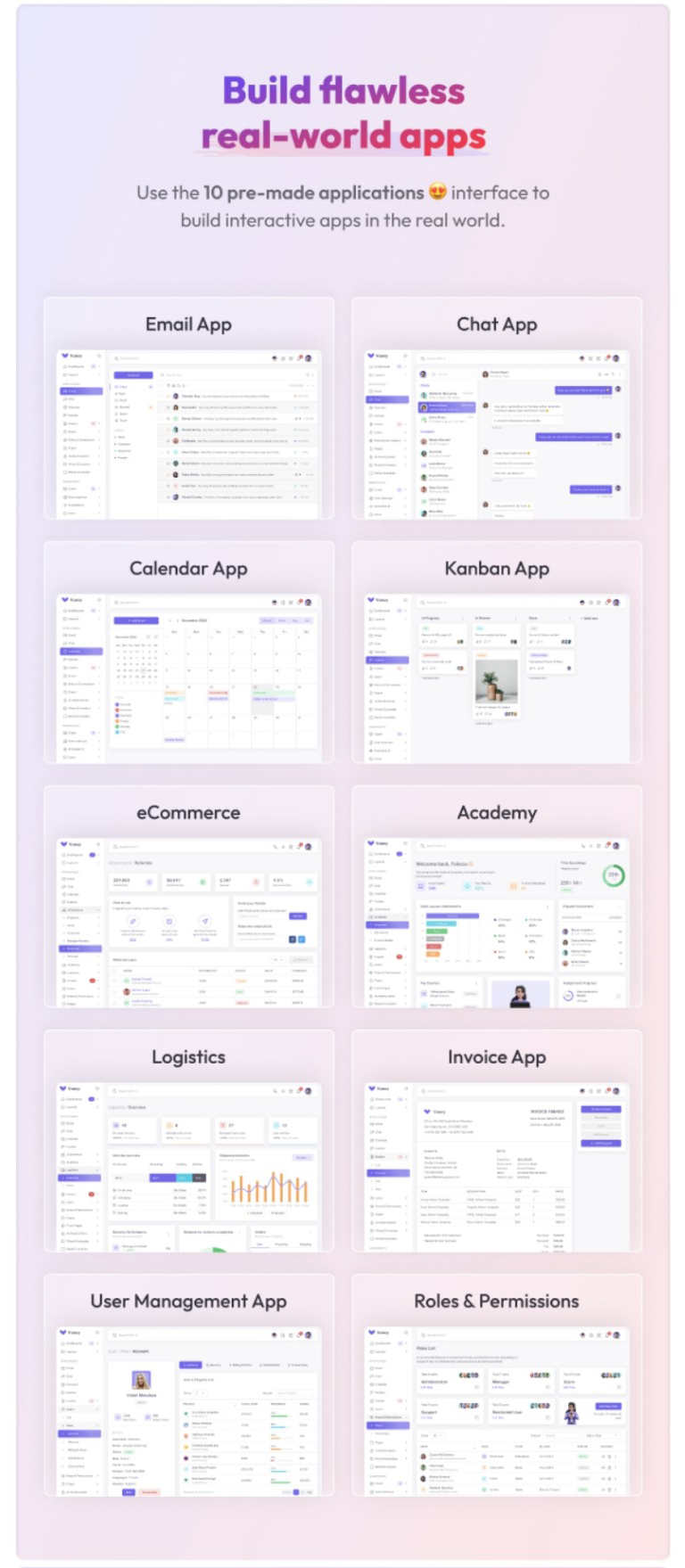 Vuexy合集 Vue3+React+Angular+HTML+Laravel 后台管理模板源码