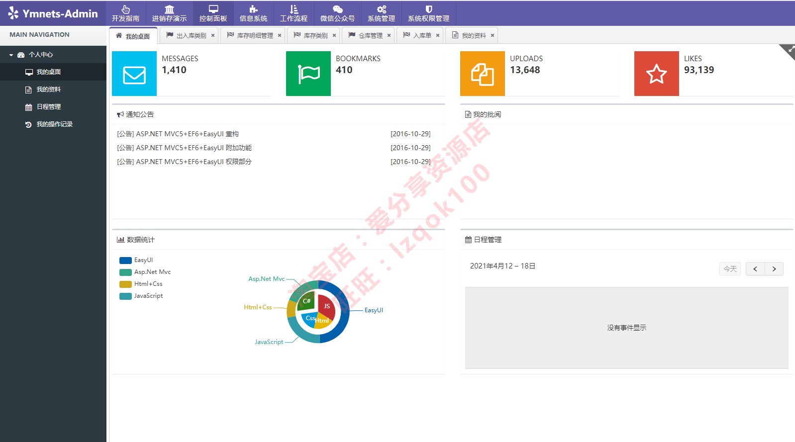 ASP.NET MVC5开发框架源码 ymnets.net EF6 Easyui 【201809版】