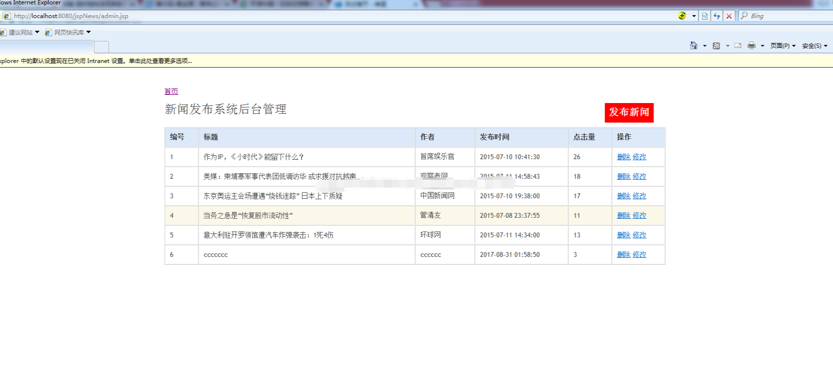 java简单新闻发布和管理系统jsp文章内容编辑修改发布评论web源码
