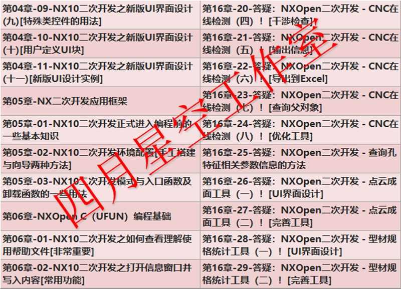 UG二次开发教程视频教程有源码UG10.0NX Open Api版完成源代码