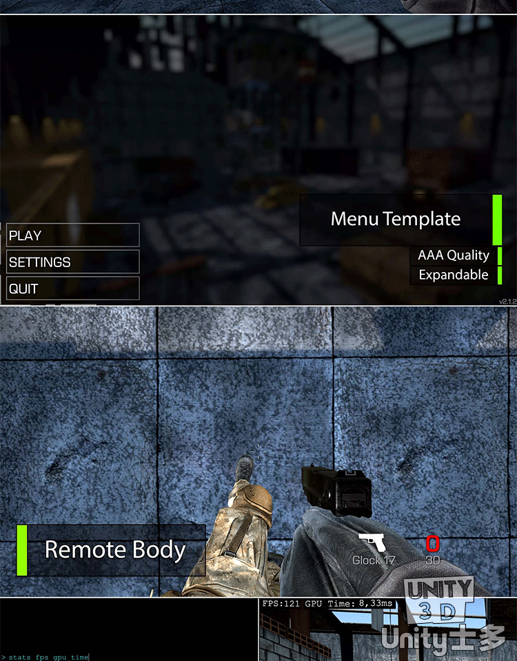 Unity3D射击游戏项目模板源码U3D素材Aurora FPS Engine 2.5.1