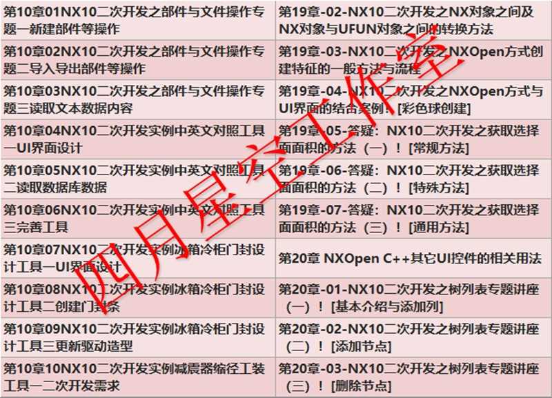 UG二次开发教程视频教程有源码UG10.0NX Open Api版完成源代码