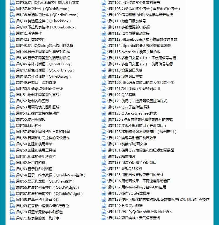 PyQt5视频教程全套源码实战项目python GUI开发QT5界面编程教学课