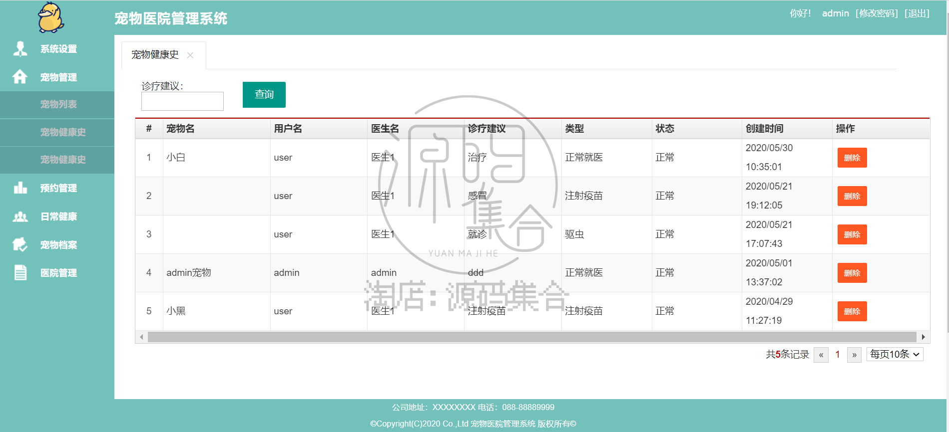 宠物医院管理系统Javaweb项目SpringBoot项目源码Java报告Mybatis