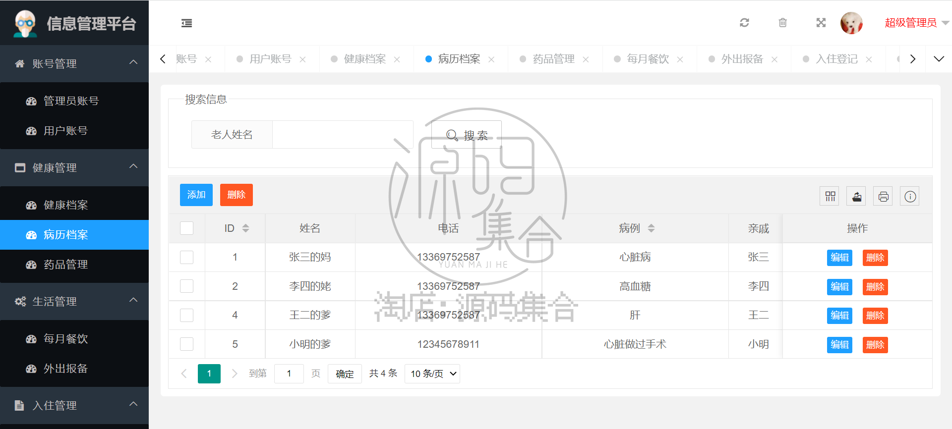 SpringBoot项目源码养老院信息管理系统Mybatis JavaWeb项目Java