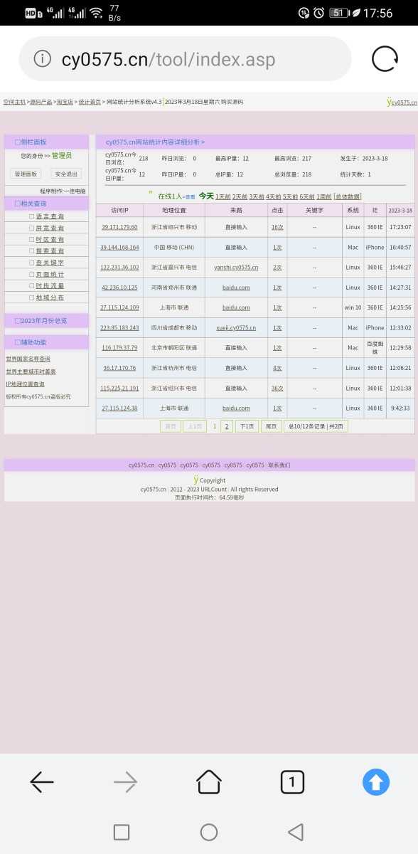 C58网站统计分析系统ASPACCESS网站源码访问数统计数字统计访问量