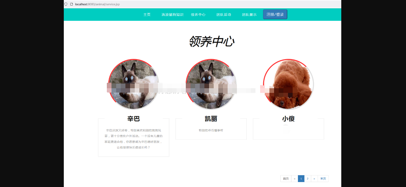 ssm流浪猫狗动物宠物jsp领养收容所管理系统寄养java mysql源码bs